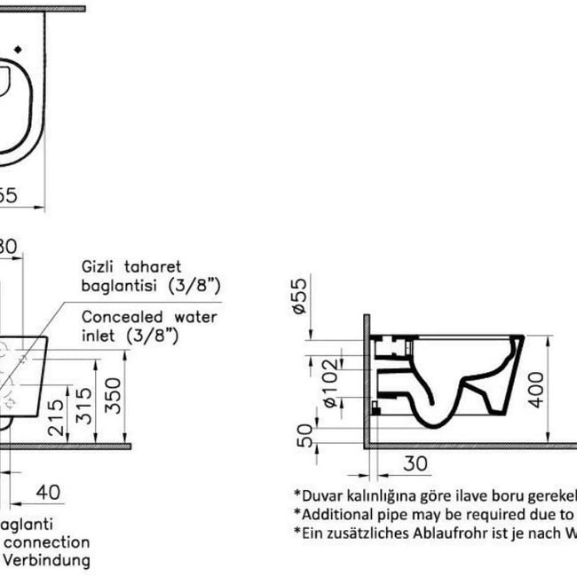 Vitra Nest Wandcloset met Ingebouwde Bidet – Rimfree & Softclose