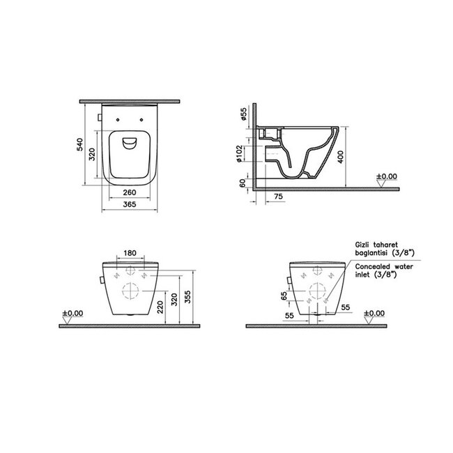 Vitra Integra Square WC met Bidet – Rimfree Wandcloset