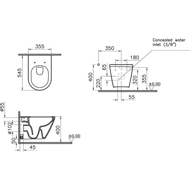 Geberit  UP320  met Vitra Integra wc met bidet compleet pack aanbieding