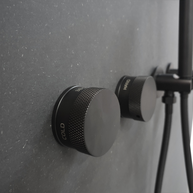 Como Doucheset Mood 60 Zwart – Regendouche 25 cm met Thermostaatkraan -  Plafond