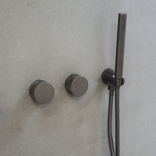 Como Doucheset Mood 60 Zwart – Regendouche 20 cm met Thermostaatkraan en Plafondmontage