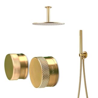 Como Mood60  gouden Doucheset met Plafond Regendouche