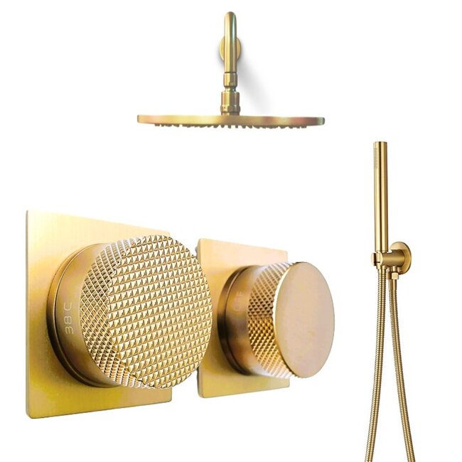 Como Mood60 goud doucheset met thermostaatkraan  - 25 cm douchekop