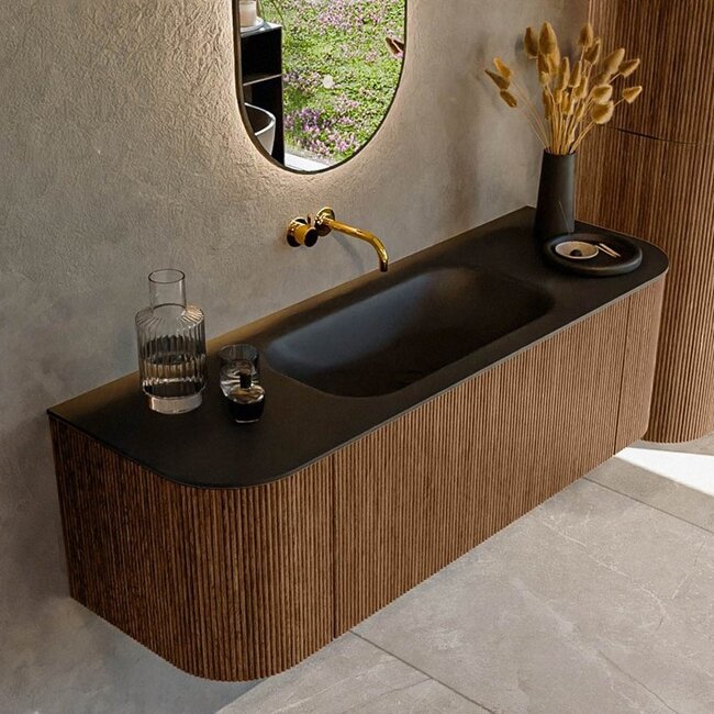 MONDIAZ KURVE badmeubel met wastafel 140cm - rond - walnut