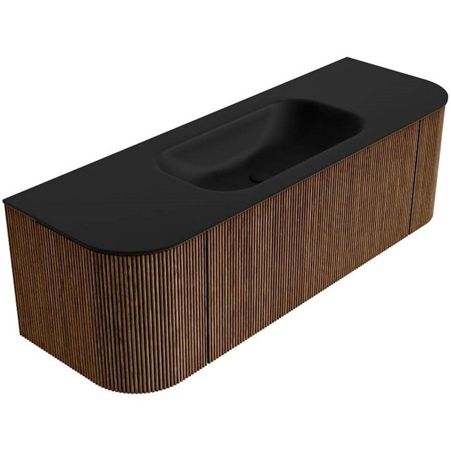 MONDIAZ KURVE badmeubel met wastafel 140cm - rond - walnut