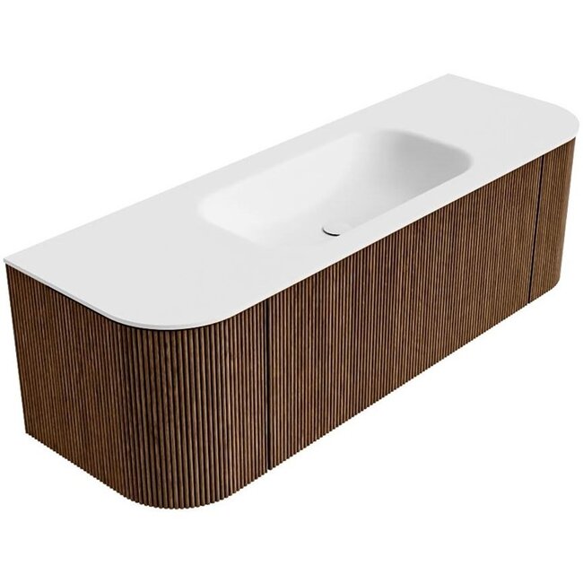 MONDIAZ KURVE badmeubel met wastafel 140cm - rond - walnut