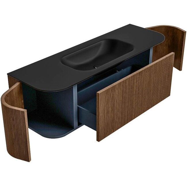 MONDIAZ KURVE badmeubel met wastafel 140cm - rond - walnut