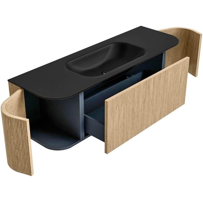 MONDIAZ KURVE rond badmeubel hout met wastafel 120cm - oak