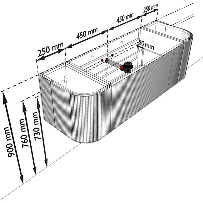 MONDIAZ KURVE rond badmeubel hout met wastafel 120cm - oak