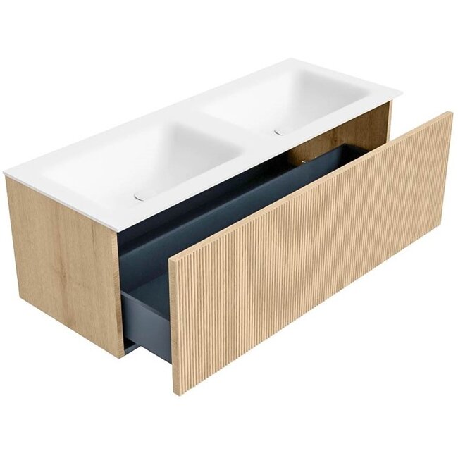 MONDIAZ KURVE badmeubel hout met wastafel 120cm - rechthoek - oak