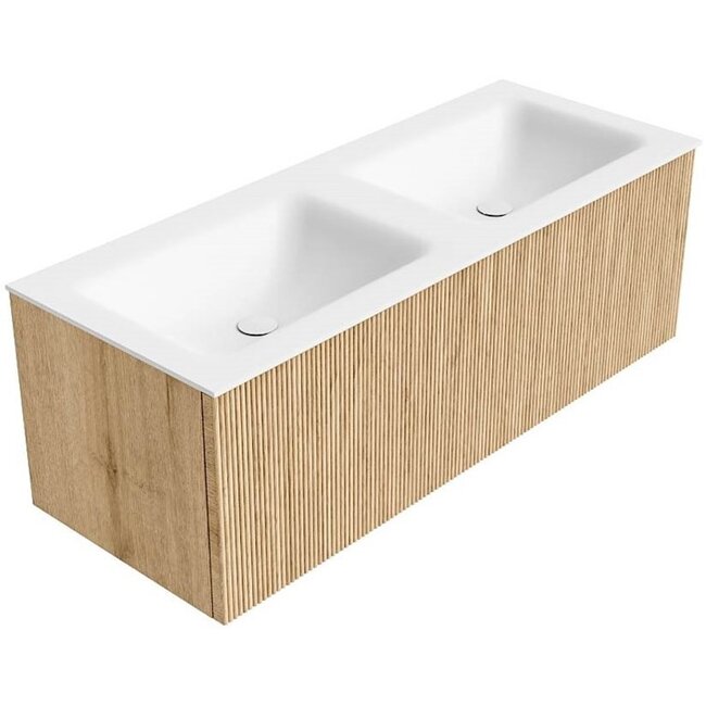 MONDIAZ KURVE badmeubel hout met wastafel 120cm - rechthoek - oak