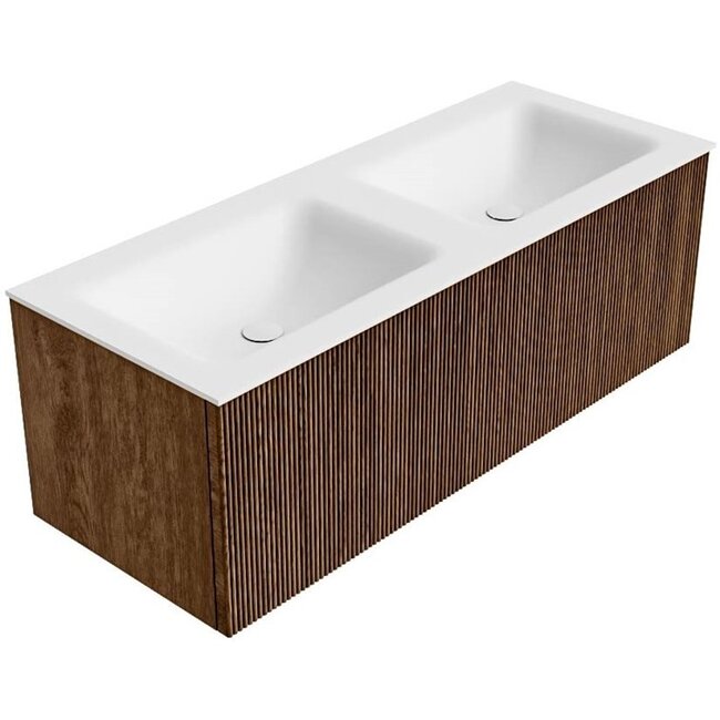 MONDIAZ KURVE massieve hout badmeubel 120cm met wastafel rechthoek  - walnut