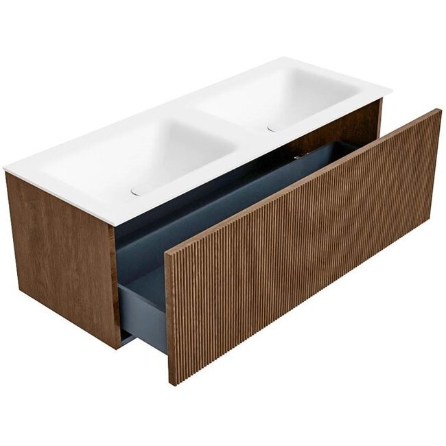 MONDIAZ KURVE massieve hout badmeubel 120cm met wastafel rechthoek  - walnut