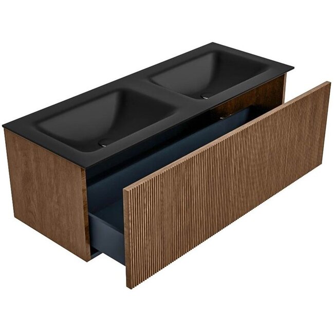 MONDIAZ KURVE massieve hout badmeubel 120cm met wastafel rechthoek  - walnut