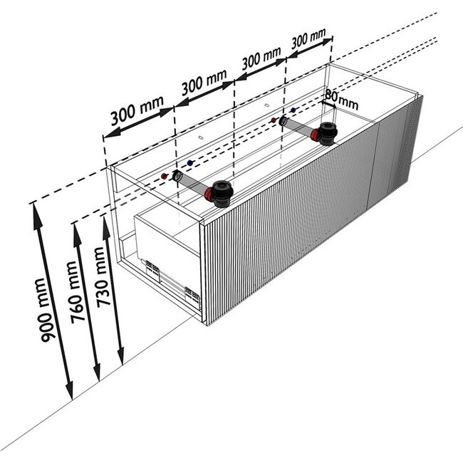 MONDIAZ KURVE massieve hout badmeubel 120cm met wastafel rechthoek  - walnut