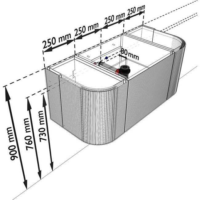 MONDIAZ KURVE ronde badmeubel hout met wastafel 100cm - walnoot