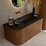 MONDIAZ KURVE ronde badmeubel hout met wastafel 100cm - walnoot