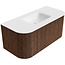 MONDIAZ KURVE ronde badmeubel hout met wastafel 100cm - walnoot