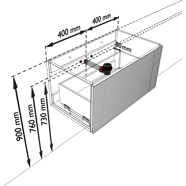 MONDIAZ KURVE massieve houden badkamermeubel 80cm walnoot met wastafel  - rechthoek
