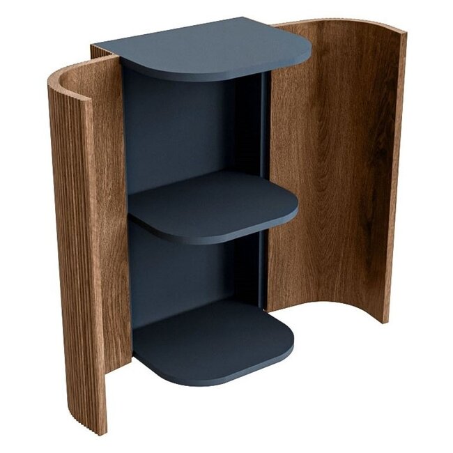 MONDIAZ KURVE-eikenhout ronde kolomkast 80cm 2 deuren  walnoot kleur