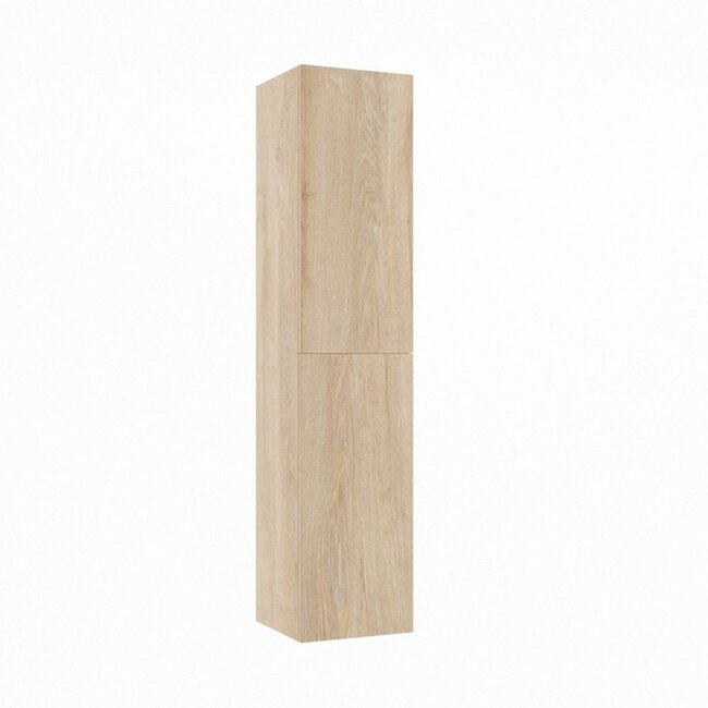 MONDIAZ Beam eiken kolomkast 160cm 2 push-to-open deuren hangend 160cm hoog - washed oak