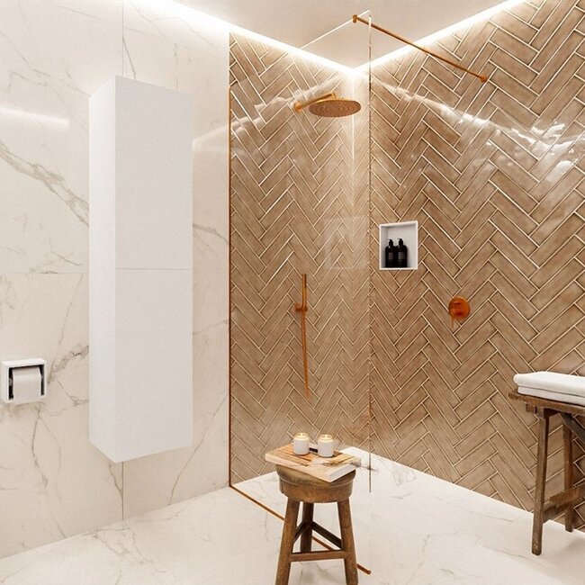 MONDIAZ Beam kolomkast 160cm 2 deuren  wit 2 push-to-open deuren hangend 160cm hoog - Copy