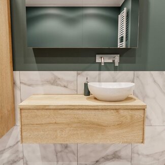 MONDIAZ badkamermeubel 100cm eikenlook met waskom
