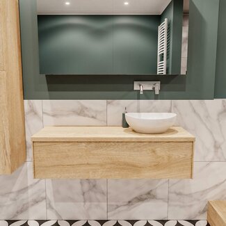 MONDIAZ badkamermeubel 120cm met waskom –eiken  houtlook