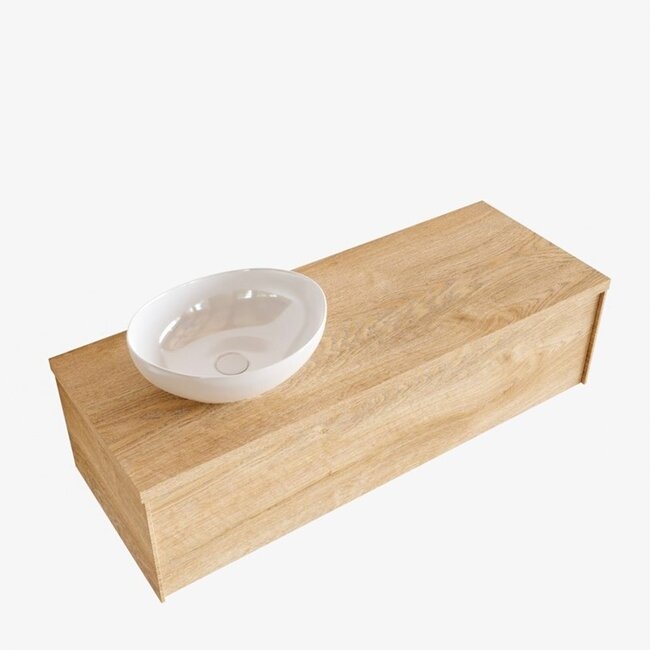 MONDIAZ LUSH badkamermeubel 120cm met waskom –links - houtlook, 1 lade  kraangat optie