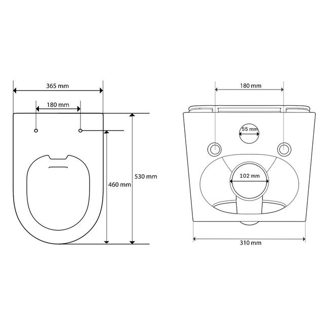 MONDIAZ LAVIE Wandcloset Rimless / Rimfree Diepspoel Keramiek 36x36x53-Bruin