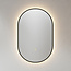 MONDIAZ GLOW spiegel ovaal met LED verlichting rondom. & inclusief bewegingsensor - in kleur Mat Zwart - 90 x45 x2,8 cm