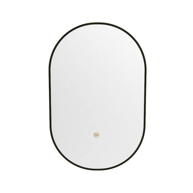 MONDIAZ GLOW spiegel ovaal met LED verlichting rondom. & inclusief bewegingsensor - in kleur Mat Zwart - 90 x45 x2,8 cm
