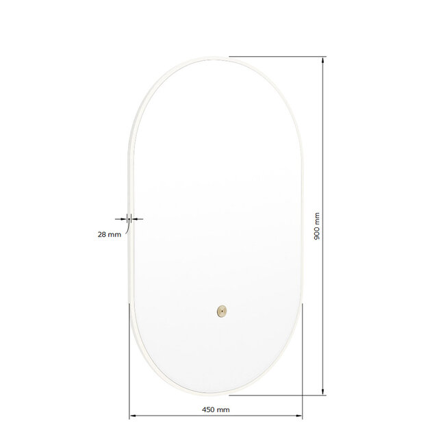 MONDIAZ GLOW spiegel ovaal met LED verlichting rondom. & inclusief bewegingsensor - in kleur Mat Zwart - 90 x45 x2,8 cm