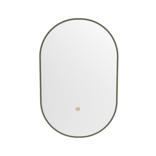 MONDIAZ GLOW spiegel ovaal met LED verlichting rondom. & inclusief bewegingsensor - in kleur Legergroen - 90 x45 x2,8 cm
