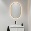 MONDIAZ GLOW spiegel ovaal met LED verlichting rondom. & inclusief bewegingsensor - in kleur Bruin - 90 x45 x2,8 cm
