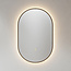 MONDIAZ GLOW spiegel ovaal met LED verlichting rondom. & inclusief bewegingsensor - in kleur Bruin - 90 x45 x2,8 cm