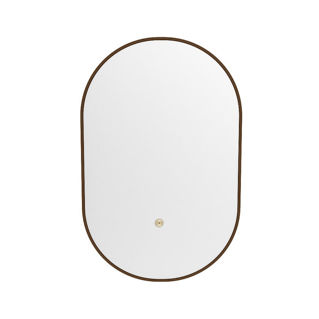 MONDIAZ GLOW spiegel ovaal met LED verlichting rondom. & inclusief bewegingsensor - in kleur Bruin - 90 x45 x2,8 cm