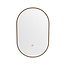 MONDIAZ GLOW spiegel ovaal met LED verlichting rondom. & inclusief bewegingsensor - in kleur Bruin - 90 x45 x2,8 cm