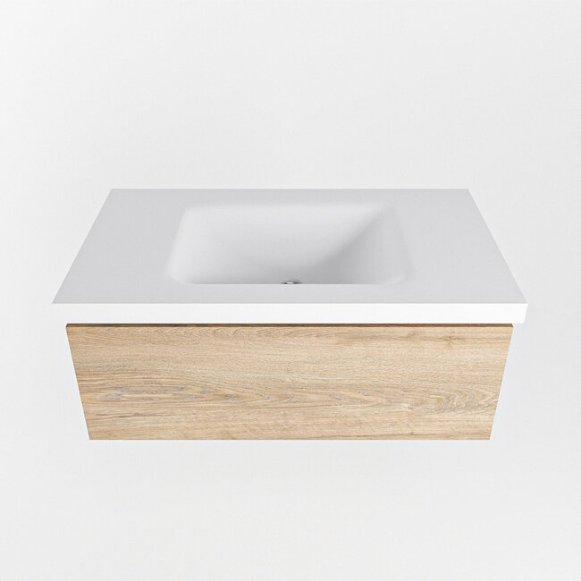 MONDIAZ   badkamermeubel 80cm met wastafel eiken look 1 lade