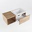 MONDIAZ   badkamermeubel 100cm met wastafel rechts Washed Oak met 1 lade.