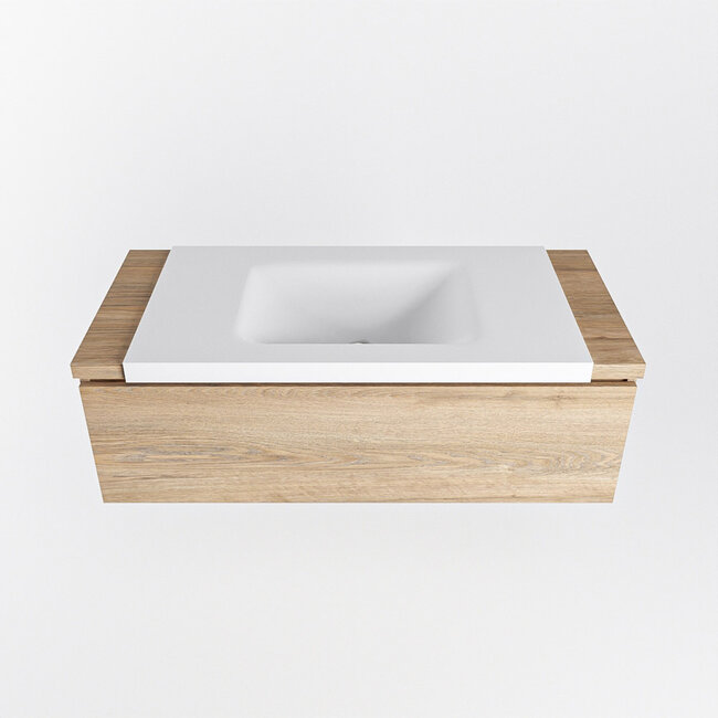 MONDIAZ   badkamermeubel 100cm met wastafel houtlook eiken met 1 lade. 1 kraangat .