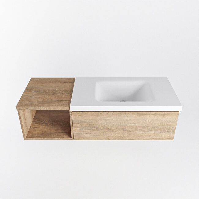 MONDIAZ   houten badkamermeubel 120cm met kraangat. Eikenlook met 1 lade.