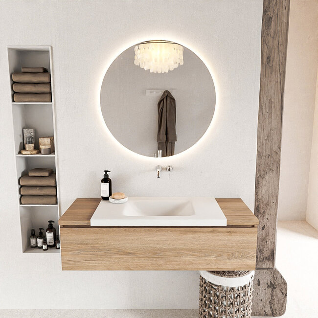 MONDIAZ   badkamermeubel houtlook 120cm  met wastafel 1 lade