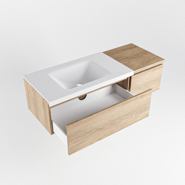 MONDIAZ   badkamermeubel 120cm met wastafel wit en kraangat met 2 lades.