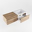 MONDIAZ   badmeubel 120cm houtlook met wastafel 2 lades. Witte wastafel rechts