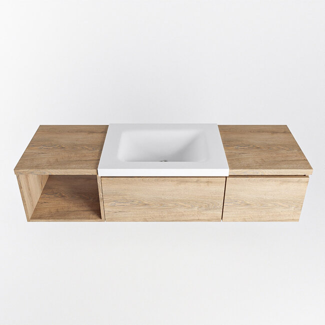 MONDIAZ   badkamermeubel 140cm met wastafel wit en open module. 2 lades.