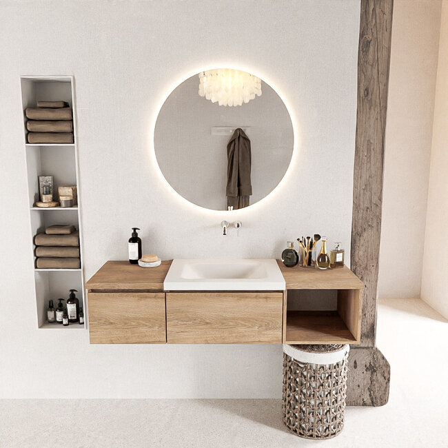 MONDIAZ   badkamermeubel met wastafel 140cm. 2 lades en open module