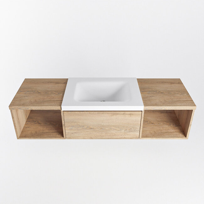 MONDIAZ   eiken kleur badkamermeubel 140cm met wastafel