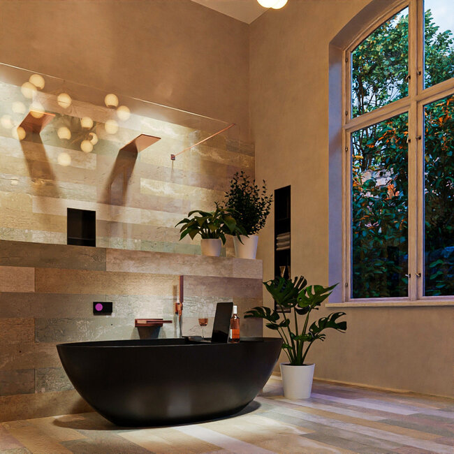 MONDIAZ  FLOAT vrijstaand bad ovaal 170x80cm twee personen - zwart