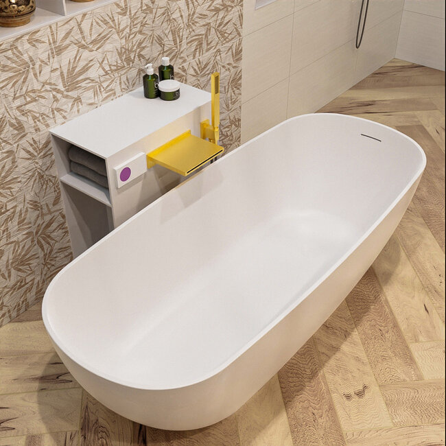 MONDIAZ ROCK Vrijstaand Bad 170x70cm Mat Wit